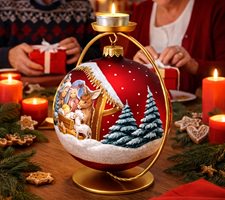 håndmalet julekugle med julekrybbe motiv
